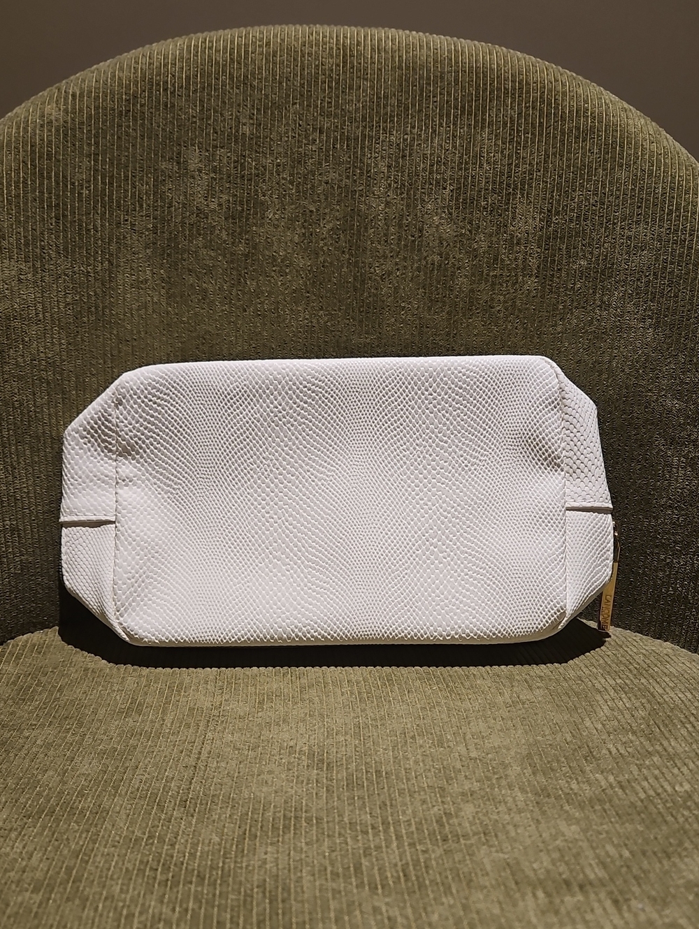 New Lancome White Textured Cosmetic Bag Makeup Pouch